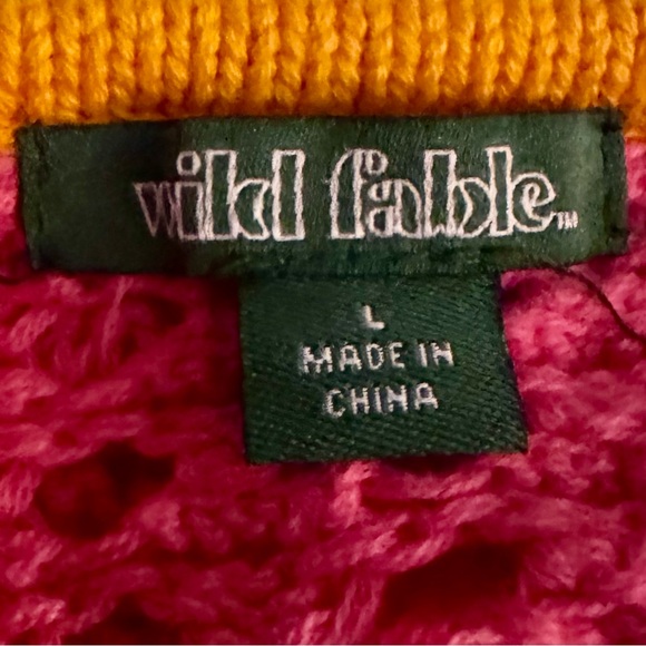 NWOT Wild Fable open crochet neon square neck pullover sweater, flared sleeves - Picture 3 of 5